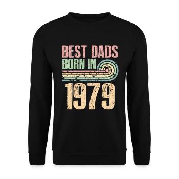 Die Besten Väter Sind 1979 Geboren, 44 Jahre Alt, - Unisex Pullover - Schwarz - Vorne - Alina (178cm) & Michal (187cm)