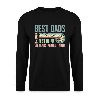 Die Besten Väter Sind 1984 Geboren, 39 Jahre Alt, - Unisex Pullover - Schwarz - Vorne - Alina (178cm) & Michal (187cm)