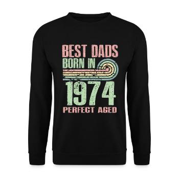 The best fathers were born in 1974, 49 years old, - Unisex Sweatshirt - black - Front - Alina (178cm) & Michal (187cm)
