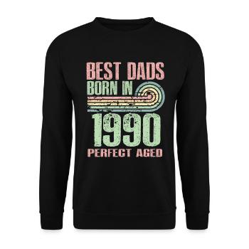 Die Besten Väter Sind 1990 Geboren, 33 Jahre Alt, - Unisex Pullover - Schwarz - Vorne - Alina (178cm) & Michal (187cm)