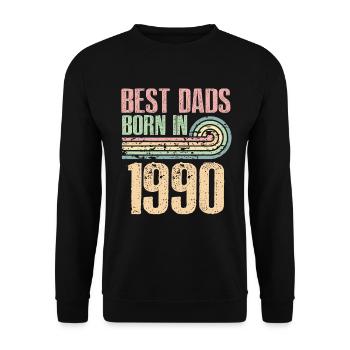 Die Besten Väter Sind 1990 Geboren, 33 Jahre Alt, - Unisex Pullover - Schwarz - Vorne - Alina (178cm) & Michal (187cm)