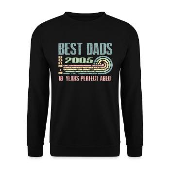 Die Besten Väter Sind 2005 Geboren, 18 Jahre Alt, - Unisex Pullover - Schwarz - Vorne - Alina (178cm) & Michal (187cm)