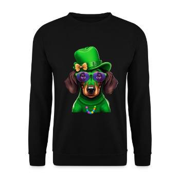 Saint-Patrick teckel Viennois Trèfle - Sweat-shirt Unisexe - noir - Devant - Alina (178cm) & Michal (187cm)