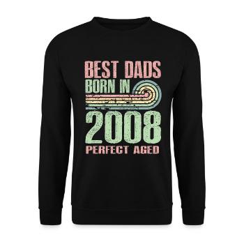 The best fathers were born in 2008, 15 years old, - Unisex Sweatshirt - black - Front - Alina (178cm) & Michal (187cm)