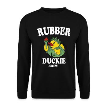 Canard en caoutchouc Canard jaune Équipage Baignade Canards Canards Canards - Sweat-shirt Unisexe - noir - Devant - Alina (178cm) & Michal (187cm)
