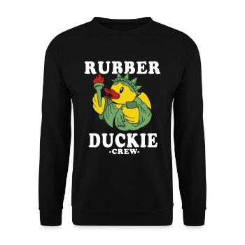 Canard en caoutchouc Canard jaune Équipage Baignade Canards Canards Canards - Sweat-shirt Unisexe - noir - Devant - Alina (178cm) & Michal (187cm)