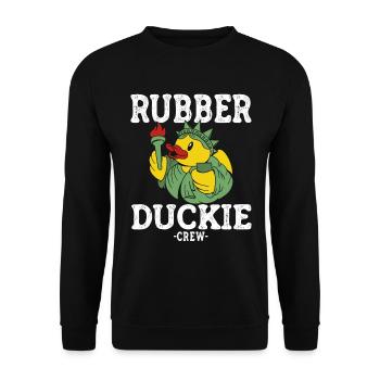 Canard en caoutchouc Canard jaune Équipage Baignade Canards Canards Canards - Sweat-shirt Unisexe - noir - Devant - Alina (178cm) & Michal (187cm)