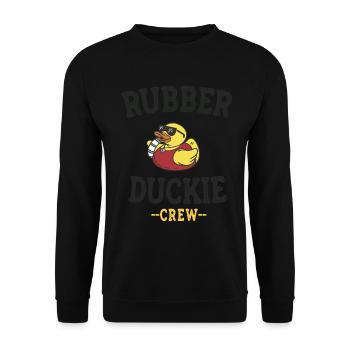 Gummiente Yellow Duckie Crew Bath Ducks Duckling - Unisex Pullover - Schwarz - Vorne - Alina (178cm) & Michal (187cm)