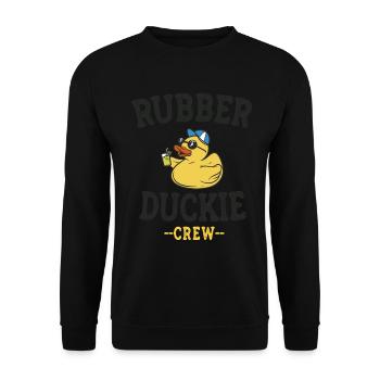 Gummiente Yellow Duckie Crew Bath Ducks Duckling - Unisex Pullover - Schwarz - Vorne - Alina (178cm) & Michal (187cm)