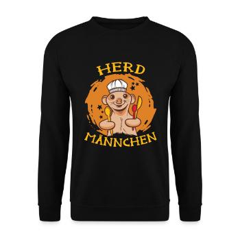 Herd Männchen das Erdmännchen - Unisex Pullover - Schwarz - Vorne - Alina (178cm) & Michal (187cm)