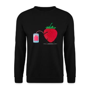 Witzige Erdbeere Erdbeersaft - Unisex Pullover - Schwarz - Vorne - Alina (178cm) & Michal (187cm)