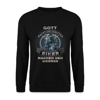 Motorrad Lustiger Spruch für Motorradfahrer Biker - Unisex Pullover - Schwarz - Vorne - Alina (178cm) & Michal (187cm)
