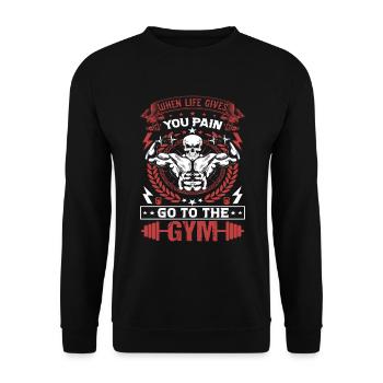 Bodybuilder Dumbbell Gym Fitness Training Musculation - Sweat-shirt Unisexe - noir - Devant - Alina (178cm) & Michal (187cm)