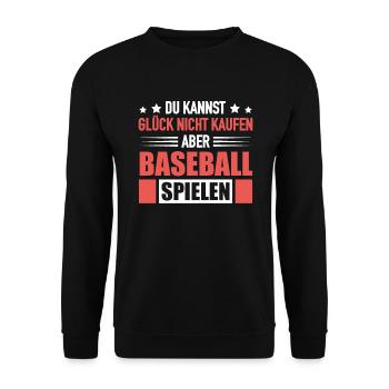 Baseballspieler Glück Kaufen Baseball Spielen - Unisex Pullover - Schwarz - Vorne - Alina (178cm) & Michal (187cm)