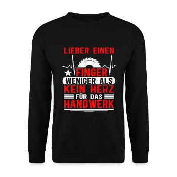 Handwerker Schreiner Holz Tischler Herzschlag - Unisex Pullover - Schwarz - Vorne - Alina (178cm) & Michal (187cm)
