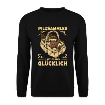 Mykologen Pilzsucher Zubehör Piljagd Pilzsammler - Unisex Pullover - Schwarz - Vorne - Alina (178cm) & Michal (187cm)