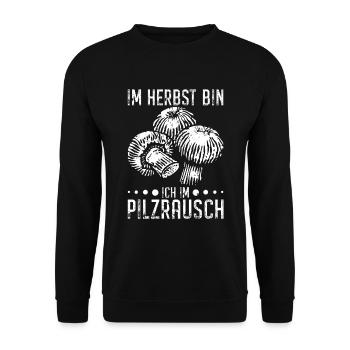Pilzsucher Mykologe Pilze sammeln Pilzsammler - Unisex Pullover - Schwarz - Vorne - Alina (178cm) & Michal (187cm)