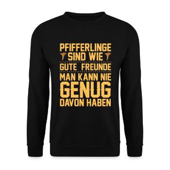 Pifferlingsammler Pilze suchen Mykologe Pilzjäger - Unisex Pullover - Schwarz - Vorne - Alina (178cm) & Michal (187cm)
