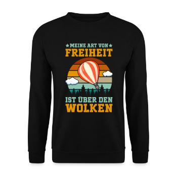 Ballonfahrer Gasballon Ballonflug Heißluftballon - Unisex Pullover - Schwarz - Vorne - Alina (178cm) & Michal (187cm)