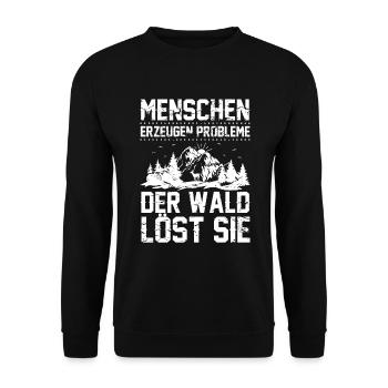 Naturliebhaber Waldspaziergang Outdoor Natur Baum - Unisex Pullover - Schwarz - Vorne - Alina (178cm) & Michal (187cm)
