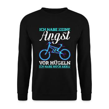 Elektrofahrrad E-Bike Fahrrad Fahrradfahrer - Unisex Pullover - Schwarz - Vorne - Alina (178cm) & Michal (187cm)