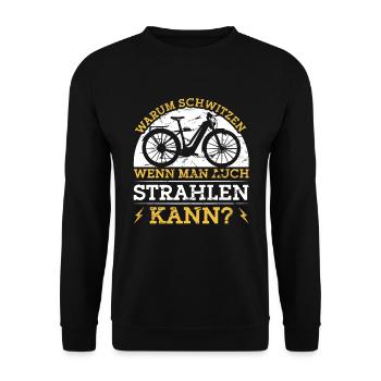 Fahrrad E-Bike Fahrradfahrer Elektrofahrrad - Unisex Pullover - Schwarz - Vorne - Alina (178cm) & Michal (187cm)