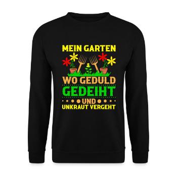 Gärtnerei Gartenliebhaber Schrebergarten Blumen - Unisex Pullover - Schwarz - Vorne - Alina (178cm) & Michal (187cm)