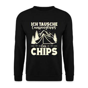 Wohnmobil Campen Zelten Campingliebhaber - Unisex Pullover - Schwarz - Vorne - Alina (178cm) & Michal (187cm)
