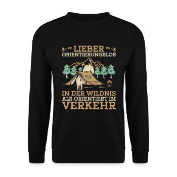 Wohnmobil Camping Zelten Campingliebhaber - Unisex Pullover - Schwarz - Vorne - Alina (178cm) & Michal (187cm)