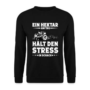Hektar Landwirt Hühnerbauer Traktorfahrer - Unisex Pullover - Schwarz - Vorne - Alina (178cm) & Michal (187cm)