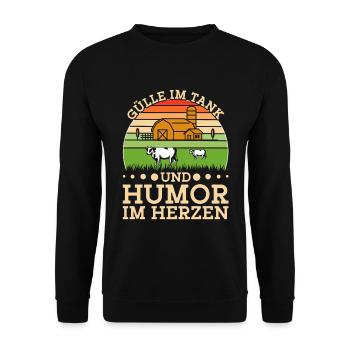 Landwirt Gülle fahren Traktorfahrer Landmaschinen - Unisex Pullover - Schwarz - Vorne - Alina (178cm) & Michal (187cm)