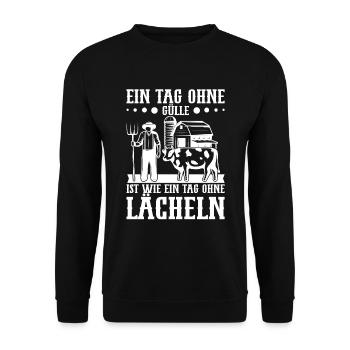 Gülle fahren Traktorfahrer Kuhbauer Landmaschinen - Unisex Pullover - Schwarz - Vorne - Alina (178cm) & Michal (187cm)