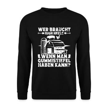 Landwirt Gummistiefel Bauer Traktor Hektar - Unisex Pullover - Schwarz - Vorne - Alina (178cm) & Michal (187cm)