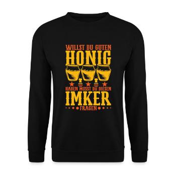 Honigbiene Imkeranzug Bienenstamm Bienenstock - Unisex Pullover - Schwarz - Vorne - Alina (178cm) & Michal (187cm)