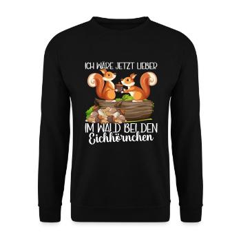 Streifenhörnchen Eichhörnchenliebhaber - Unisex Pullover - Schwarz - Vorne - Alina (178cm) & Michal (187cm)
