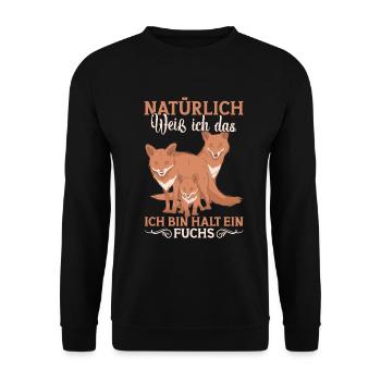 Fuchs Spruch Fuchsliebhaber Fuchs Outfit Fuchs Fan - Unisex Pullover - Schwarz - Vorne - Alina (178cm) & Michal (187cm)