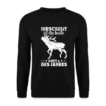 Weißwedelhirsch Hirschkostüm Hirschjäger - Unisex Pullover - Schwarz - Vorne - Alina (178cm) & Michal (187cm)