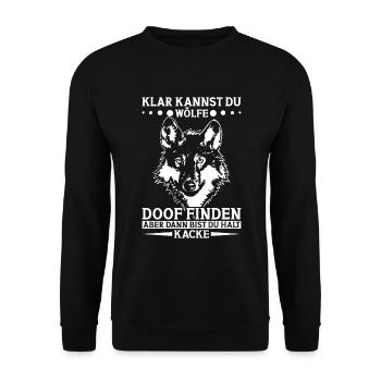 Wolffan Wolf Motiv Wolfrudel Wolfliebhaber - Unisex Pullover - Schwarz - Vorne - Alina (178cm) & Michal (187cm)