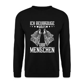 Wolf Spruch Wolffan Wolfkostüm Wölfe Wolfliebhaber - Unisex Pullover - Schwarz - Vorne - Alina (178cm) & Michal (187cm)