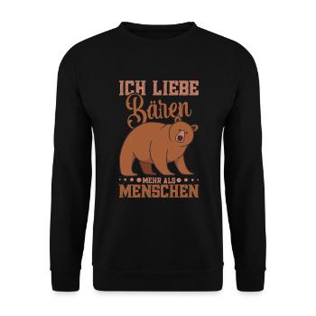 Braunbär Bärenliebhaber Schwarzbär Outfit Bärenfan - Unisex Pullover - Schwarz - Vorne - Alina (178cm) & Michal (187cm)