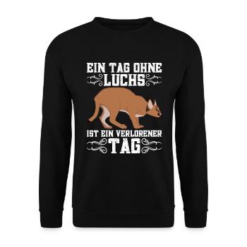 Luchskostüm Wildkatze Luchs Luchsliebhaber - Unisex Pullover - Schwarz - Vorne - Alina (178cm) & Michal (187cm)