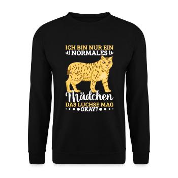 Luchs Katze Wildkatze Luchsfan Luchsliebhaber - Unisex Pullover - Schwarz - Vorne - Alina (178cm) & Michal (187cm)