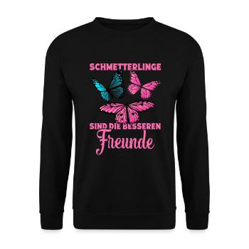 Schmetterlinge ration Schmetterlingsliebhaber - Unisex Pullover - Schwarz - Vorne - Alina (178cm) & Michal (187cm)