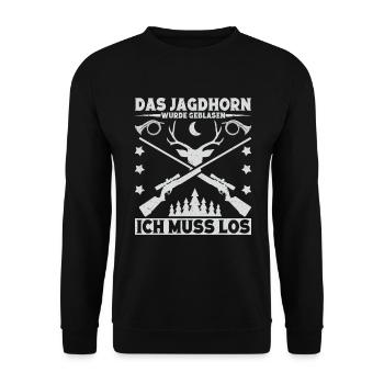 Elchjagd Wildschweinjäger Jäger Jagen - Unisex Pullover - Schwarz - Vorne - Alina (178cm) & Michal (187cm)