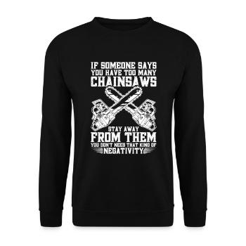 Chainsaw Lumberjack Arborist Equipment Wood - Unisex Sweatshirt - black - Front - Alina (178cm) & Michal (187cm)