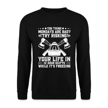Kit d’arboriculteur d’équipement de bûcheron coupe du bois - Sweat-shirt Unisexe - noir - Devant - Alina (178cm) & Michal (187cm)
