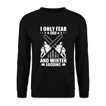 Outils de coupe de bois Équipement de bûcheron Bretelles - Sweat-shirt Unisexe - noir - Devant - Alina (178cm) & Michal (187cm)
