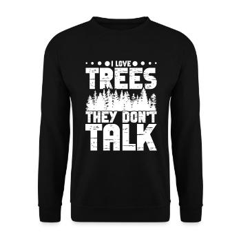 Waldspaziergang Natur Wanderer Bergsteiger Waldlie - Unisex Pullover - Schwarz - Vorne - Alina (178cm) & Michal (187cm)