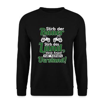 Bauern und Landwirte Demo - Traktor Agrar Protest - Unisex Pullover - Schwarz - Vorne - Alina (178cm) & Michal (187cm)