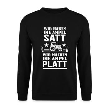 Bauern Protest Landwirte Demo gegen Ampel Parteien - Unisex Pullover - Schwarz - Vorne - Alina (178cm) & Michal (187cm)